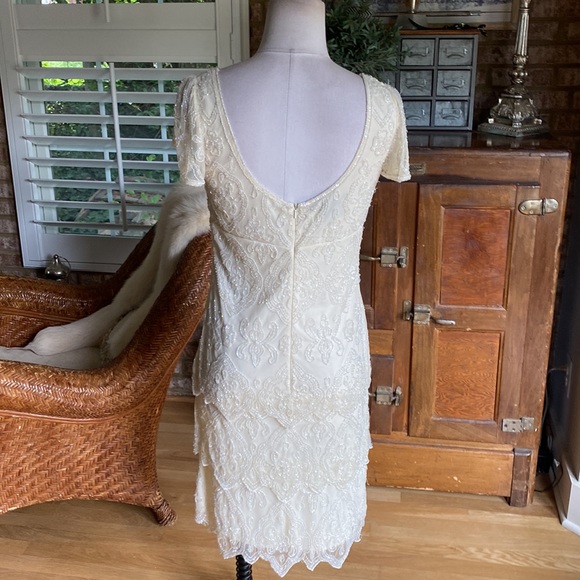 PIZARRO NIGHTS BEADED OFF WHITE GOWN DRESS EVENING 8 - Picture 5 of 8